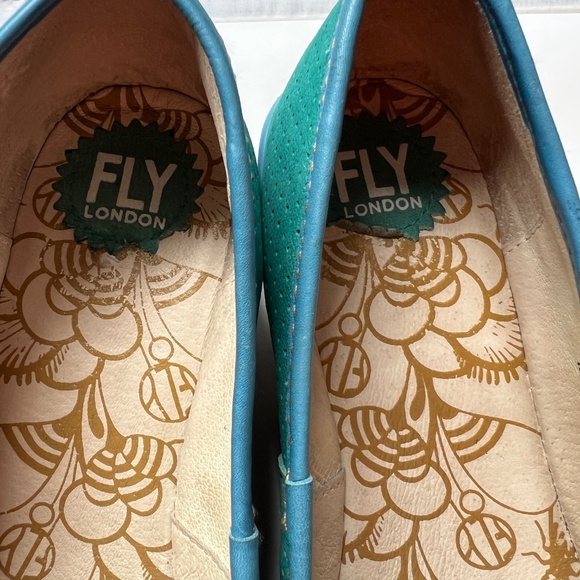 Fly London Shoes Blue Green Suede Slip on Platform Size 41 US 10 - 10 1/2 - Picture 9 of 11